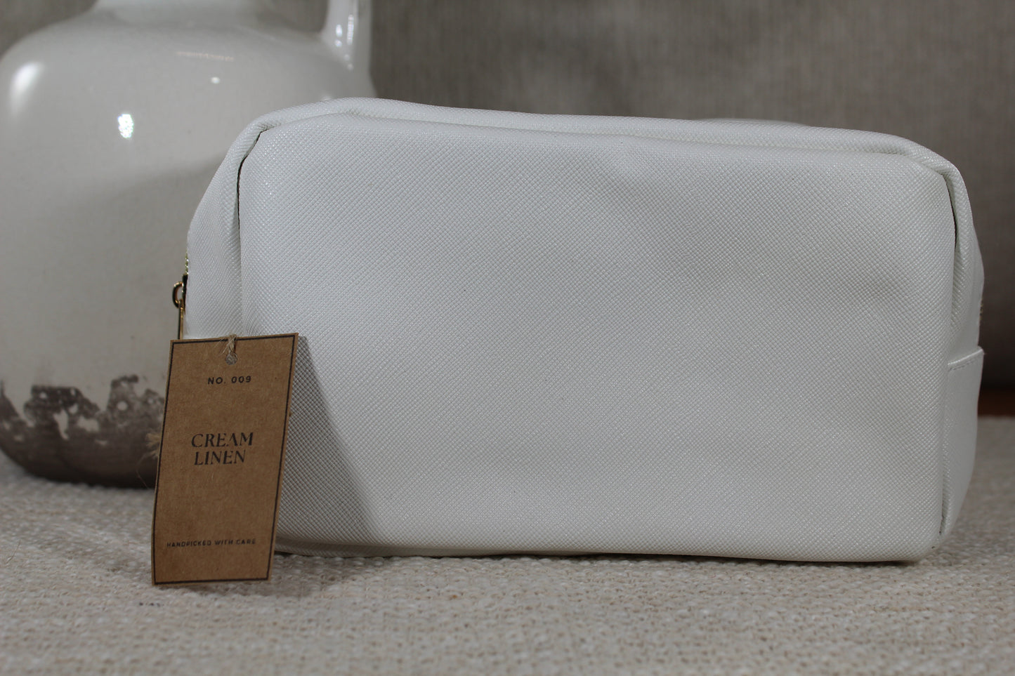 Cream Linen Cosmetic Case- (Case Only)