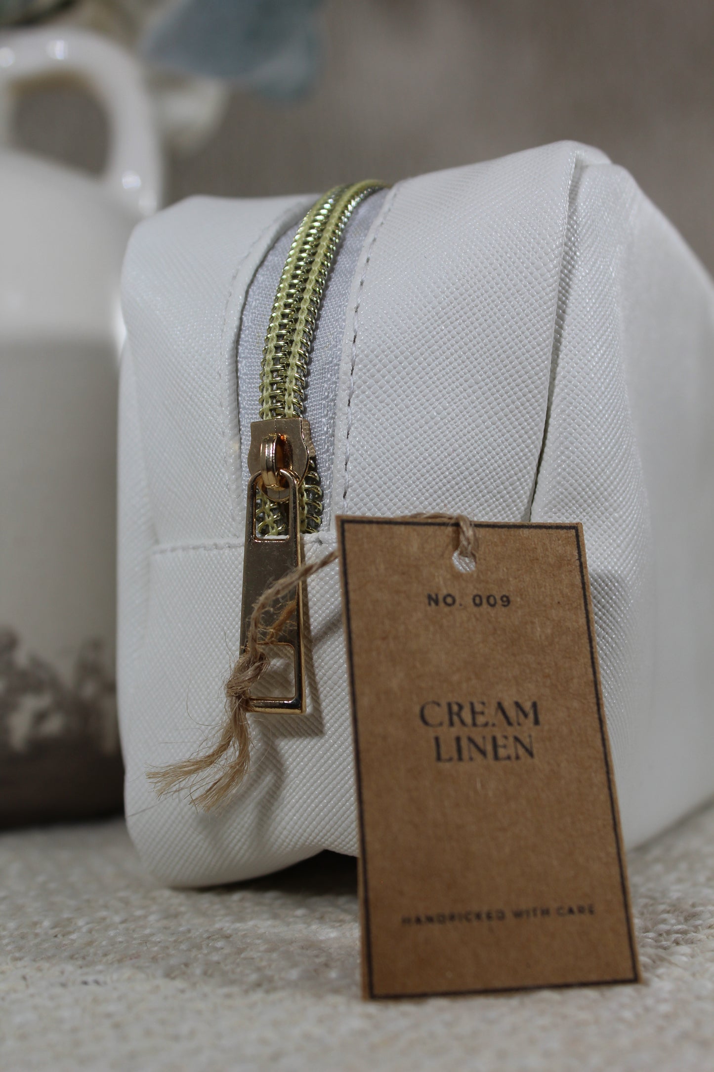 Cream Linen Cosmetic Case- (Case Only)