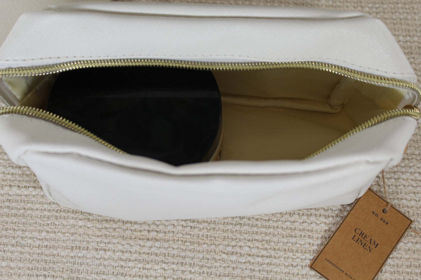 Cream Linen Cosmetic Case- (Case Only)
