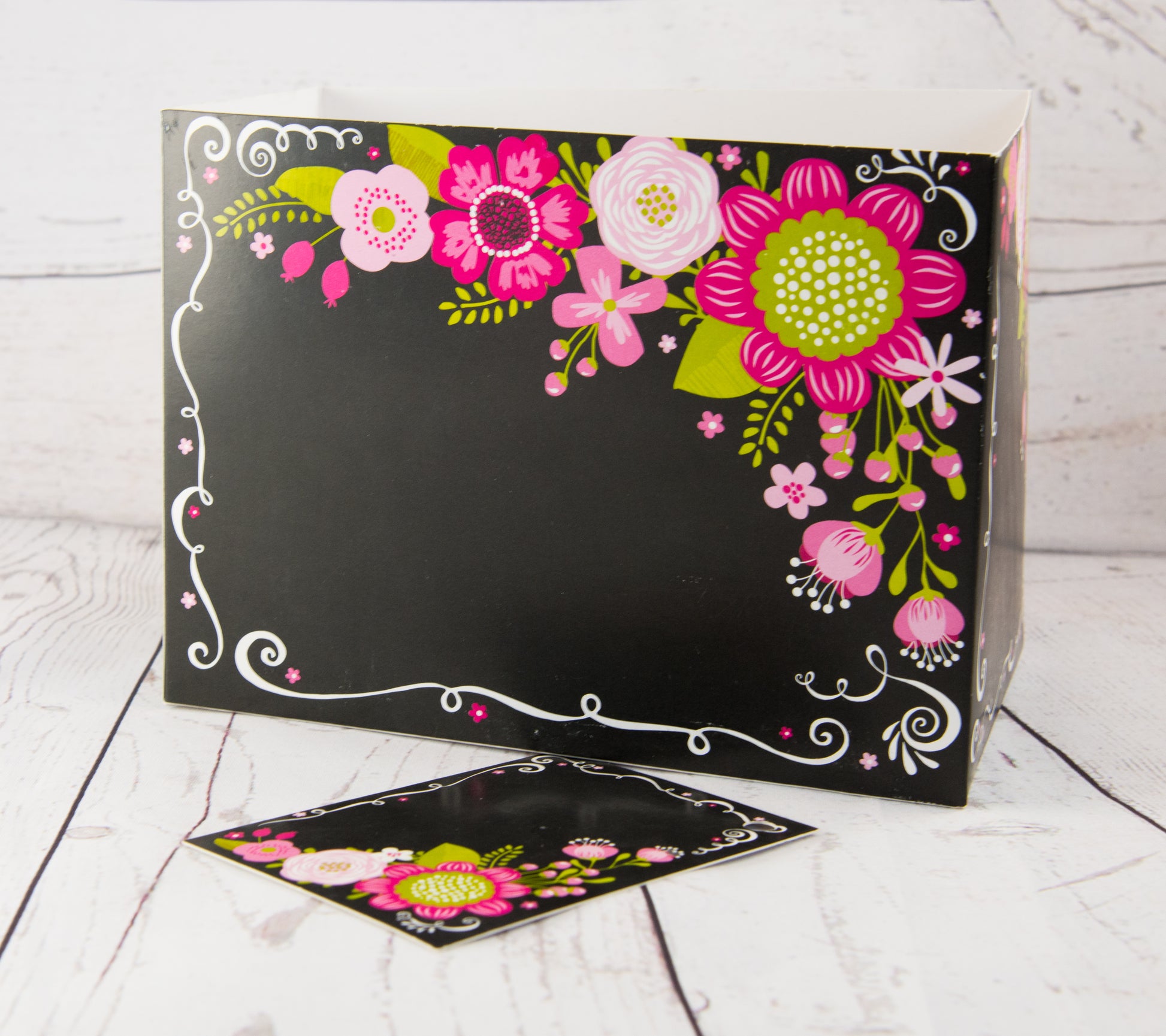 Black with Pink Flowers Gift Box Set