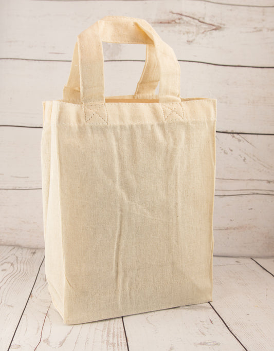Burlap Two-Tone Brown Handles Gift Bag