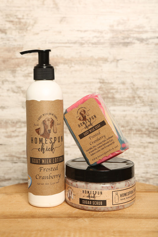 Frosted Cranberry Goat Milk Skincare Trio Gift Set