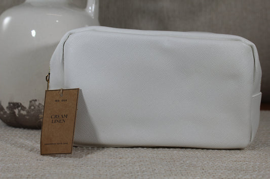 Cream Linen Cosmetic Case- (Case Only)