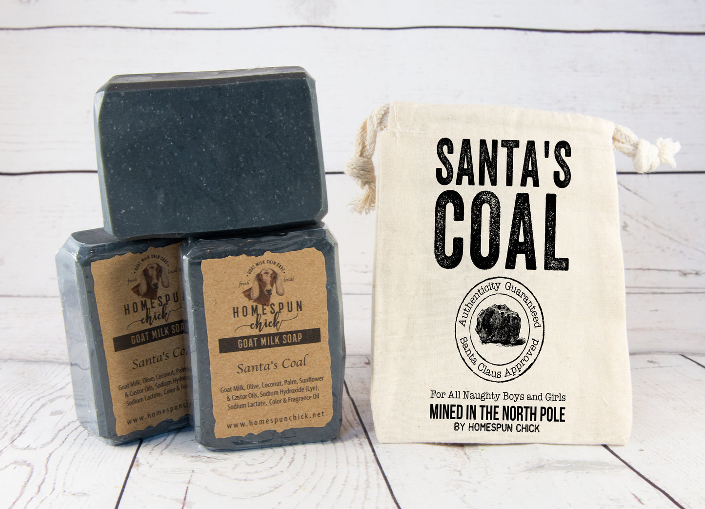 Santa's Coal Gift Bag with Santa's Coal Soap