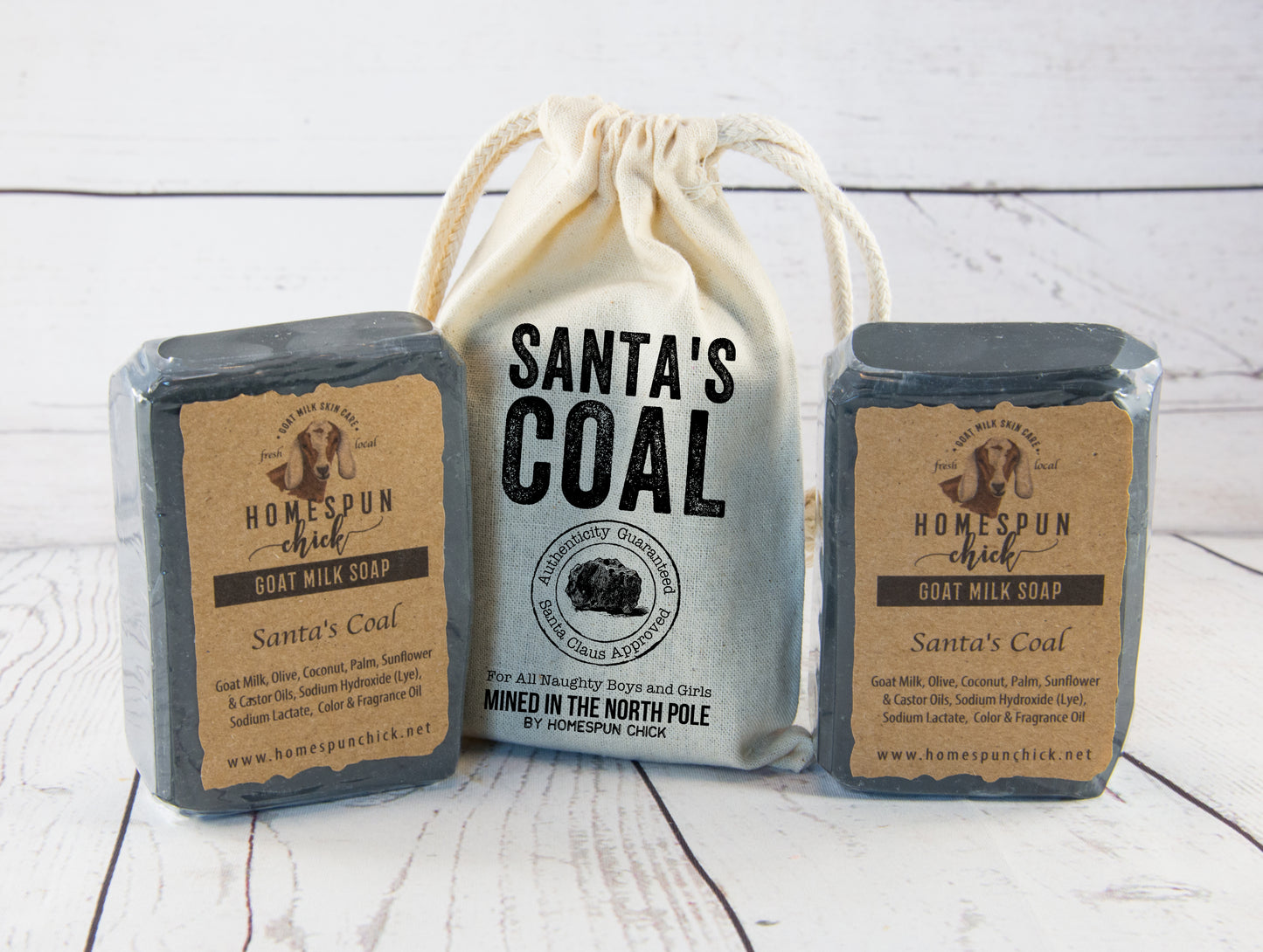 Santa's Coal Gift Bag with Santa's Coal Soap