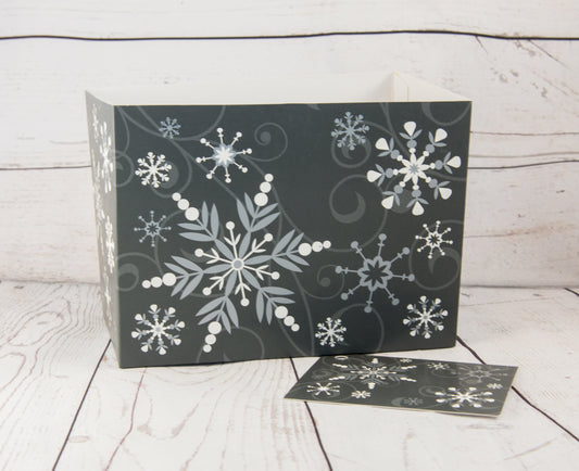Black with Gray & White Snowflakes Gift Box Set